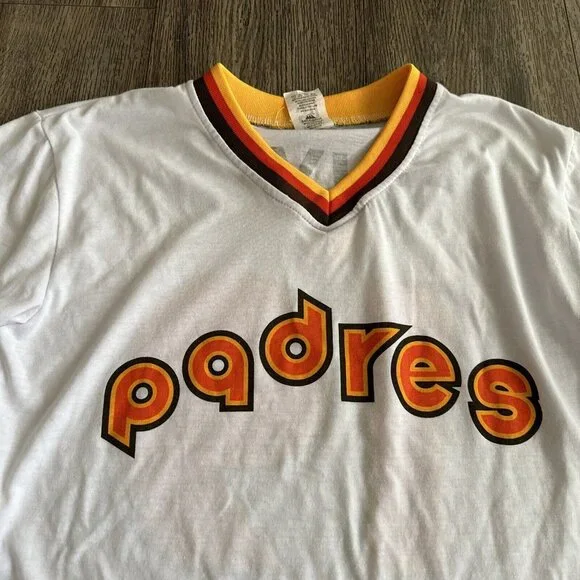 Padres White Short-Sleeve Baseball Jersey with Orange Accents - Picture 2 of 5